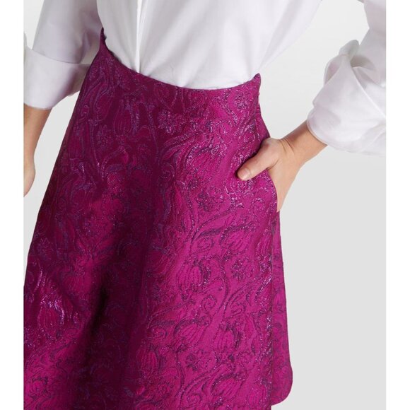 NWT $7K Valentino Floral Brocade Midi Skirt Primula/Lurex Size 8 - Picture 2 of 7